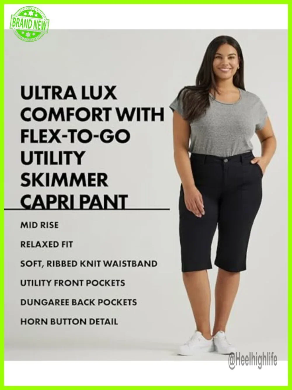 Plus Size Ultra Lux Comfort Flex-to-go Utility Skimmer Capri Pant